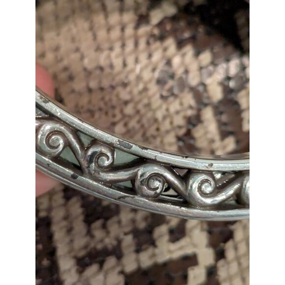 VTG Brighton Snakeskin Leather Fold-over Clutch Bag Purse Silver Chunky Clasp - Picture 5 of 12